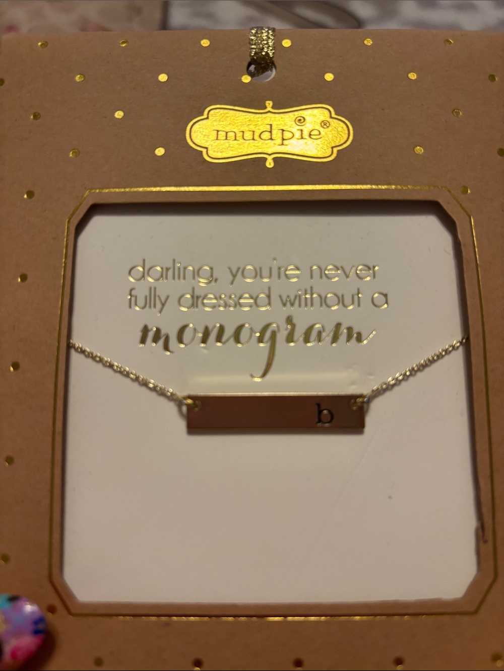 Gold Mudpie monogram necklace